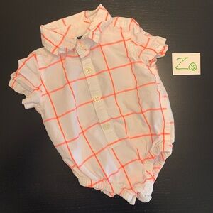 🧸 GAP 0-3m Checkered Collard Dress Short Onesie